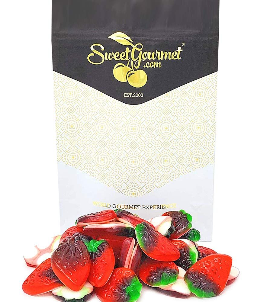 SweetGourmet Giant Strawberries With Cream Bulk Gummy Candy 1 Pound