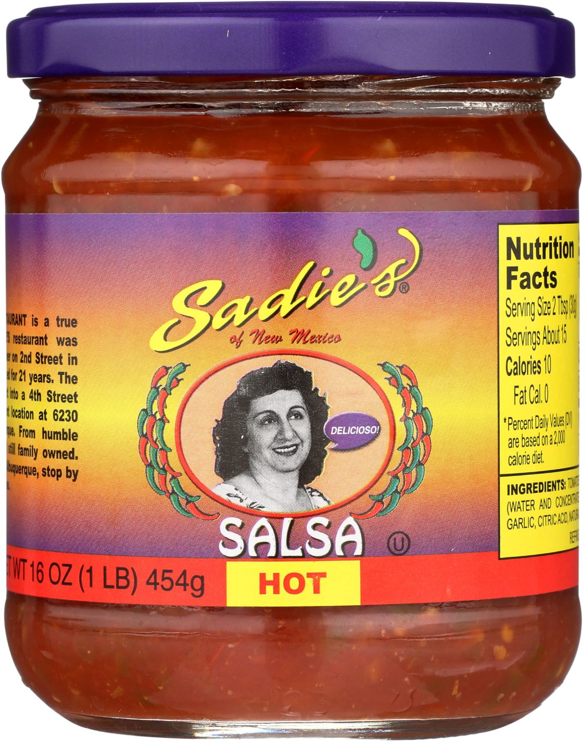Sadie&#39;s Hot Salsa, Non GMO, Vegan, 16 Ounce (Pack of 1)