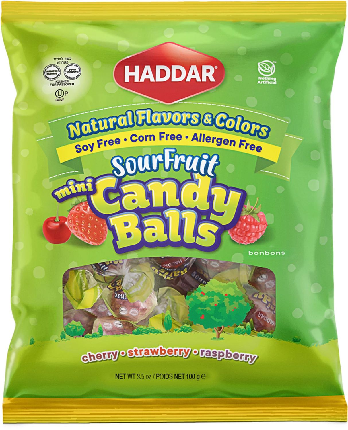 Haddar Dye Free Indvidually Wrapped Sour Hard Candy, 3.5oz Fruit Falvors Natural Colors &amp; Flavors No High Fructose Corn Syrup Corn Free, Soy Free &amp; Gluten Free Healthier Treats Kosher