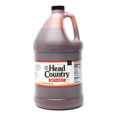 Head Country Bar-B-Q Sauce, Hot &amp; Spicy Soy Free, Gluten Free Spicy BBQ Sauce With No Added Preservatives Spicy &amp; Tangy Championship Barbecue Sauce For Pizza, Spuds &amp; Wings 160 Ounce, Pack of 1