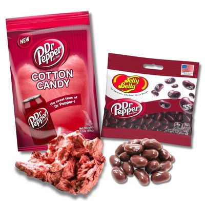 Soda Lover&#39;s Gift Bundle - A&amp;W Root Beer or Dr. Pepper Cotton Candy (3.1 oz) &amp; Root Beer or Dr. Pepper Jelly Belly Jelly Beans (3.5 oz) by Lyza&#39;s Sweets &amp; Treats (Dr. Pepper)