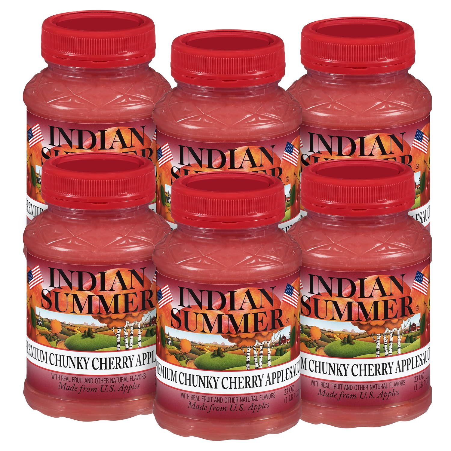 Indian Summer Chunky Cherry Applesauce, 23 Ounce (Pack of 6)