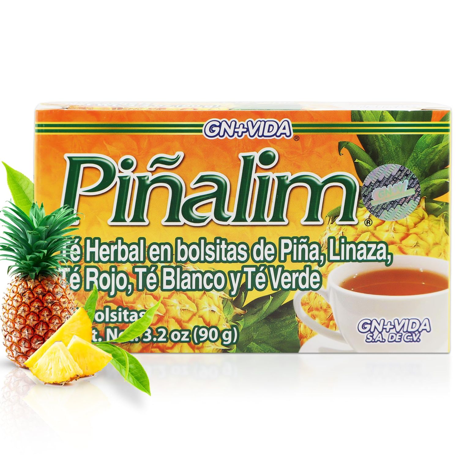 Pinalim Tea/Te de Pinalim Mexican Version- Pineapple, Flax, Green Tea, White Tea - 30 Day Supply