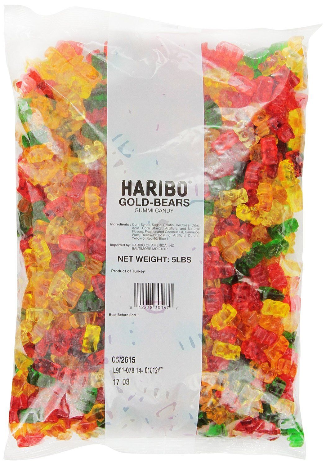 Haribo Gummi Candy Gold-Bears (5-Pound Bag 3 Count)