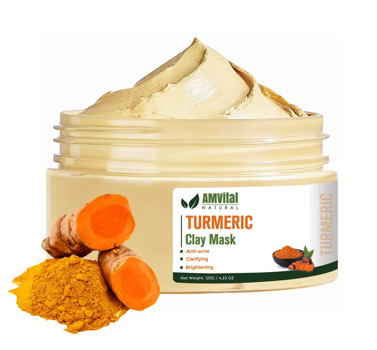 AMVital Turmeric Face Mask, Clay Facial Masks with Vitamin C, Skin Care for Acne and dark Spots, Smooth &amp; Refine Pores, Anti Aging for Women, Non-Greasy Hydrating