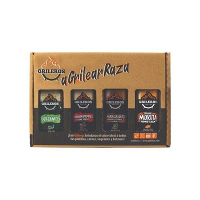Grileros Gourmet Salsa Set - 4 Flavors: Alioli Piquin, Smoky Morita, Chargrilled, and Guacamole Perfect for Tacos, Grilling, and Snacking