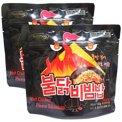 LENITH Buldak Bibimbap Buldark Sauce Mixed Rice MRE Camping and Outdoor Add Hot Water Traditional Local Food of Korea 100g (Pack of 2)