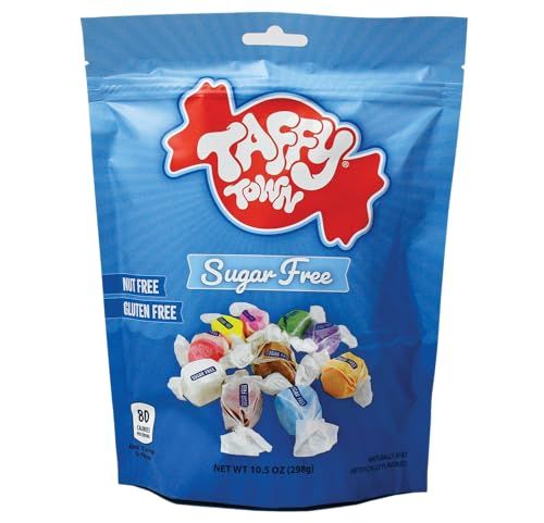 Taffy Town Saltwater Taffy- Sugar Free Assorted Gourmet Nougat-Style Candy Soft &amp; Delicious Sumer Snack Treats Good Party Candies 10.5 oz