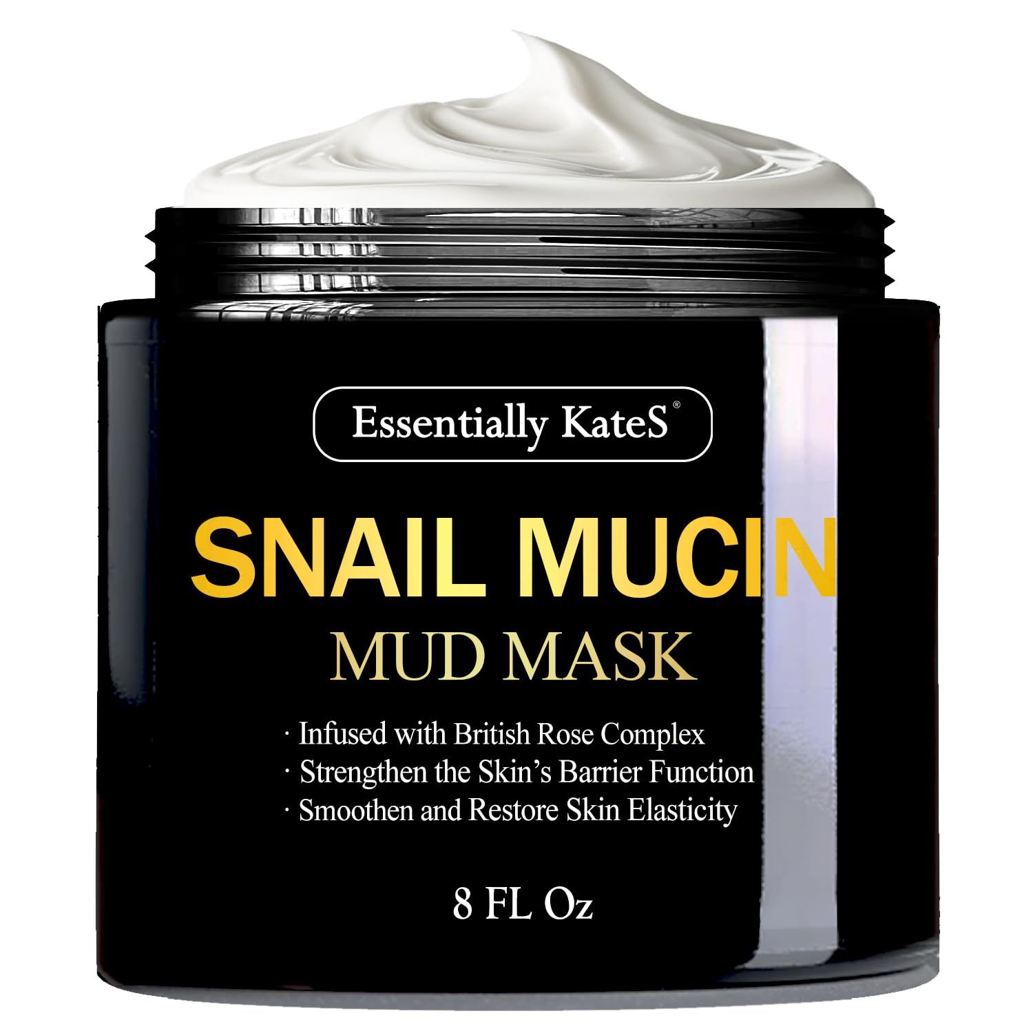 Essentially KateS Snail Mucin Facial Mud Mask 8 Fl Oz - Deeply Hydrating &amp; Moisturizing for Dry &amp; Sensitive Skin - Improving the Skin&#39;s Barrier Functions - Originates in Champagnolles, France