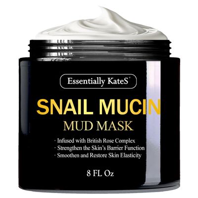 Essentially KateS Snail Mucin Facial Mud Mask 8 Fl Oz - Deeply Hydrating &amp; Moisturizing for Dry &amp; Sensitive Skin - Improving the Skin&#39;s Barrier Functions - Originates in Champagnolles, France