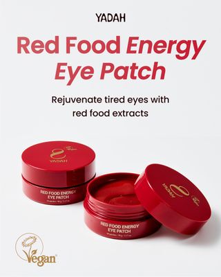 YADAH Red Food Energy Eye Patch 60 Pairs - Hydrogel Under Eye Mask with Pomegranate &amp; Ginseng for Firming, Hydration &amp; Puffiness Reduction.