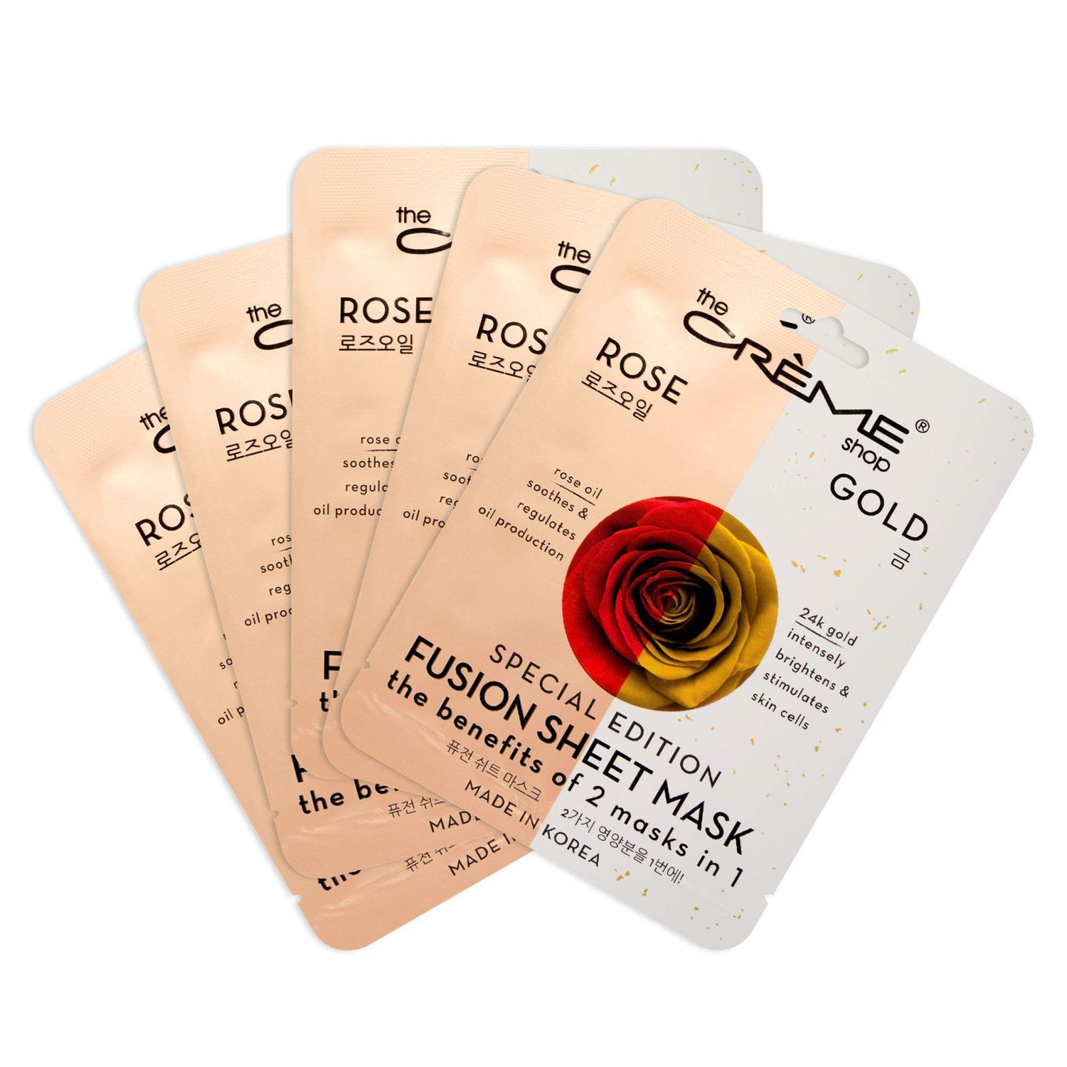The Crme Shop Korean Skincare Rose &amp; Gold Fusion Face Sheet mask 5 Pack