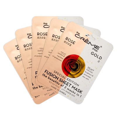 The Crme Shop Korean Skincare Rose &amp; Gold Fusion Face Sheet mask 5 Pack