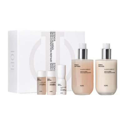 IOPE STEM III Skin Care Gift Set Korean Timeless Skincare for Daily Uses, Intense Anti-Aging Face Toner &amp; Lotion &amp; Serum with Hyaluronic Acid, Kit for Hydration and Moisture Barrier Strength