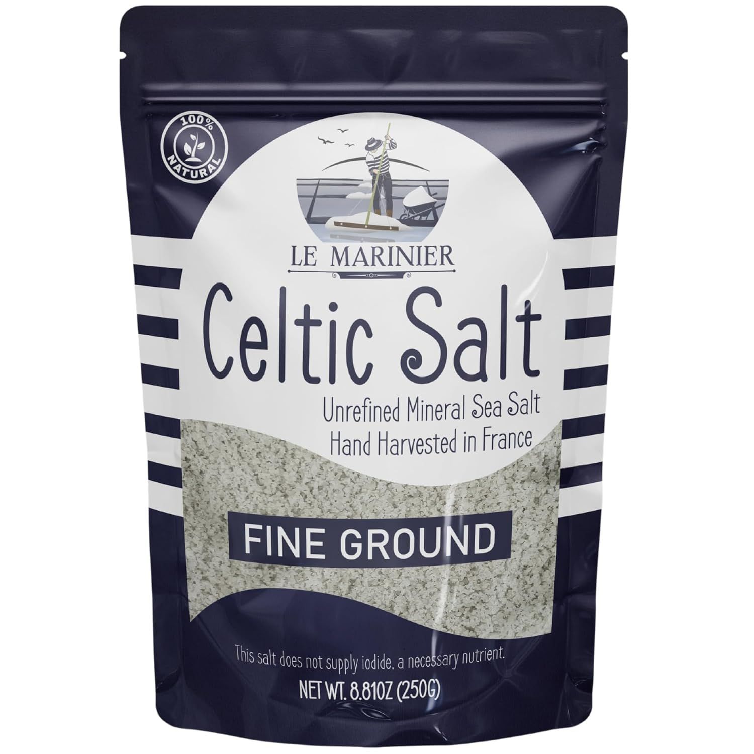 Le Marinier French Sea Salt Fine Ground, 8.81oz - 0.6lb. Mineral Rich 100% Natural and Unrefined Sea Salt Organic Mineral Fine Ground. Hand Harvested Mineral Salt (0.6lb Fine Ground)