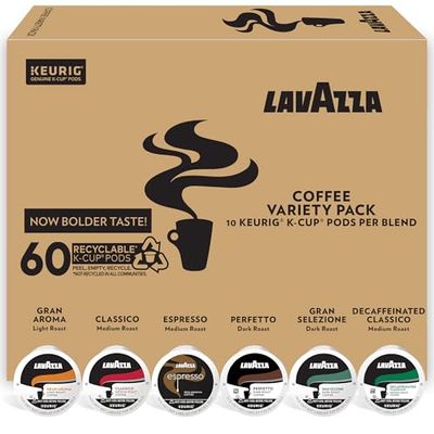 Lavazza Premium Coffee Variety Pack, Keurig Single-Serve K-Cup Pods, 60 Count (6 Packs of 10)