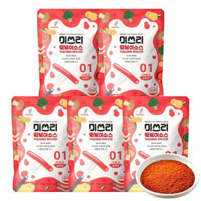 MISSLEE Tteokbokki Sauce Mix (5 Pack, 2 Servings Each), Level 1 Non-Spicy, Authentic Korean Sauce for Rice Cakes, Stir-Fries &amp; More with Sweet &amp; Savory Flavor