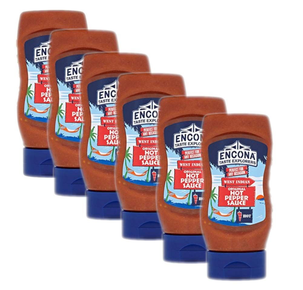 Encona West Indian Hot Pepper Sauce Original Squeezy Pack 285 ml(Pack of 6)
