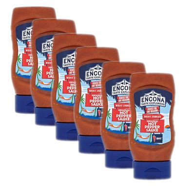 Encona West Indian Hot Pepper Sauce Original Squeezy Pack 285 ml(Pack of 6)