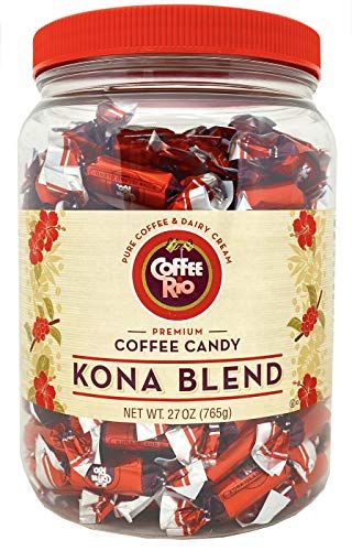 Coffee Rio Bulk Candy Individually Wrapped Coffee Candies, Office Candy, Breakroom Candy, Wrapped Candy For Office, Kona Blend Caramels 27 Ounce Jar Made with Real Exotic Coffee and Cream