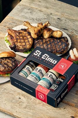 St. Elmo Steak House Gift Box (Steak Sauce, Creamy Horseradish, Cocktail Sauce, Seasoning)