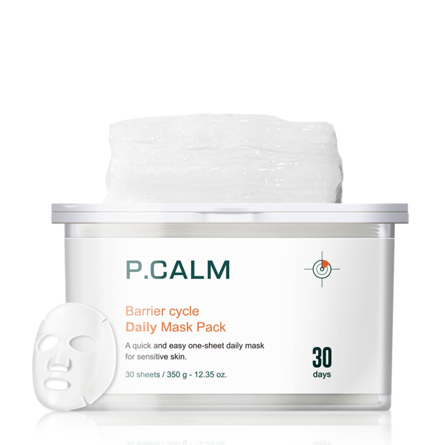 P.CALM Barrier Cycle Daily Sheet Mask - 30-Day Sheets with Papaya Extract &amp; Allantoin for Sebum Care &amp; Moisturizing, Korean Skincare (350g / 12.35 oz)