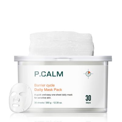 P.CALM Barrier Cycle Daily Sheet Mask - 30-Day Sheets with Papaya Extract &amp; Allantoin for Sebum Care &amp; Moisturizing, Korean Skincare (350g / 12.35 oz)