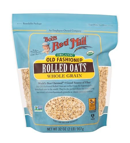 Bob&#39;s Red Mill Organic Old Fashioned Rolled Oats, 32oz (Pack of 1) - Non GMO, Whole Grain, Vegan, Kosher