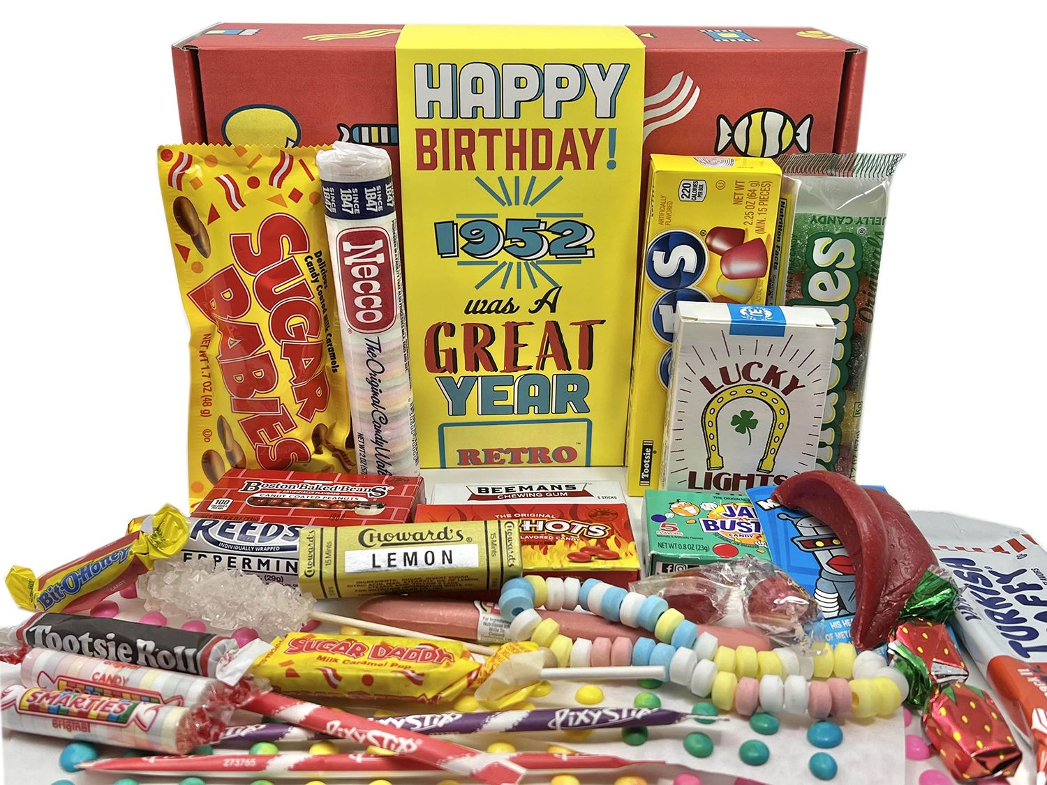 RETRO CANDY YUM 1952 73rd Birthday Gift Box Nostalgic Candy Mix from Childhood for 73 Year Old Man or Woman Born Back in 1952 Jr