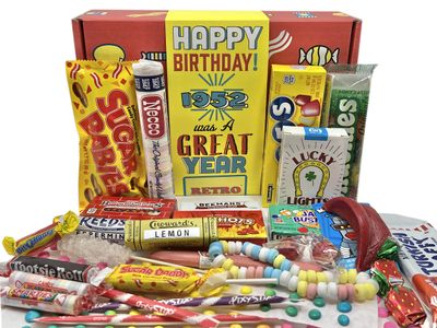 RETRO CANDY YUM 1952 73rd Birthday Gift Box Nostalgic Candy Mix from Childhood for 73 Year Old Man or Woman Born Back in 1952 Jr
