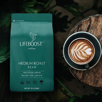 Lifeboost Coffee Organic Coffee Beans Medium Roast - Low Acid Single Origin Non-GMO Organic Whole Bean Coffee - Third Party Tested For Mycotoxins &amp; Pesticides - 12 Ounces