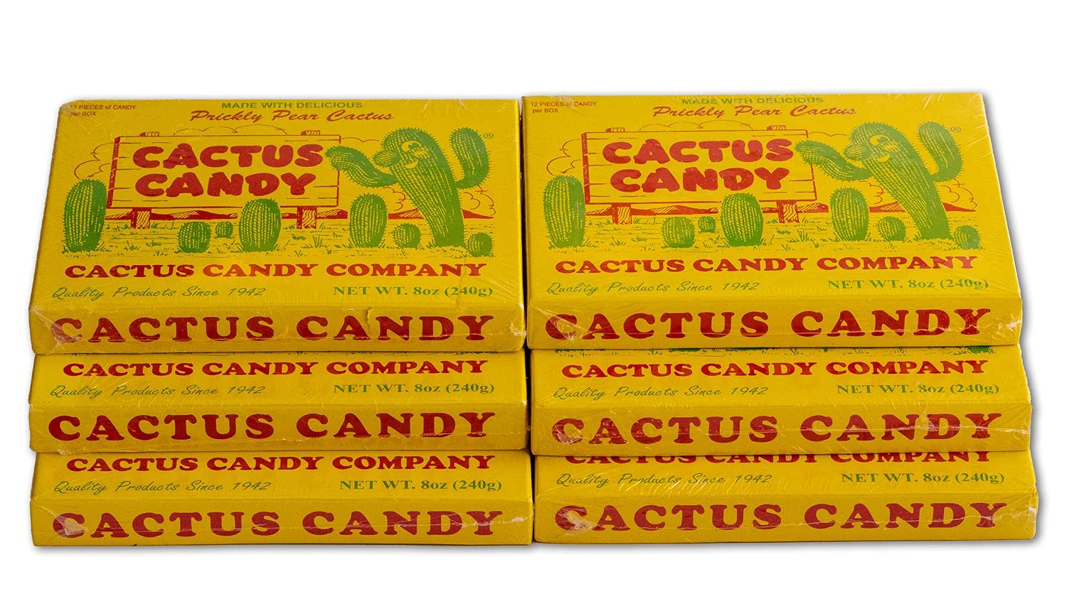 Cactus Candy Company 1/2 LB Box Arizona Prickly Pear Cactus Candy - PACK OF 6