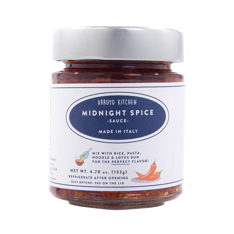 Arroyo Kitchen Midnight Spice, Authentic Spicy Italian Sauce, Oil Blend of Sundried Tomato, Garlic &amp; Italian Spices, All Natural, Preservative Free, Clean Ingredients, Vegetarian, 4.7 fl. oz (1 Pack)