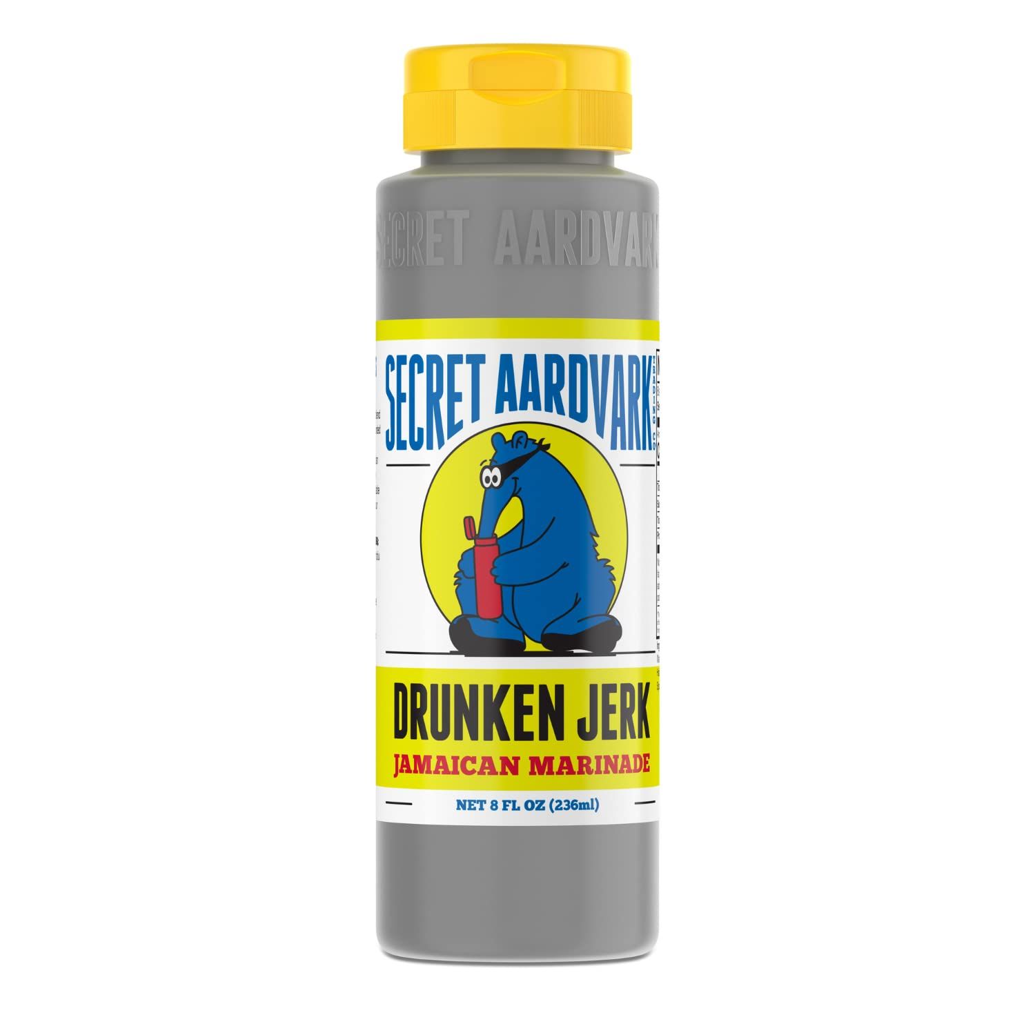 Secret Aardvark Drunken Jerk Hot Sauce - Jamaican Jerk Sauce and Marinade, Made with Jamaican Jerk Seasoning, Soy Sauce, &amp; Habanero Peppers, Non-GMO, Low Carb, Spicy BBQ Sauce - 8 fl oz 1 Pack