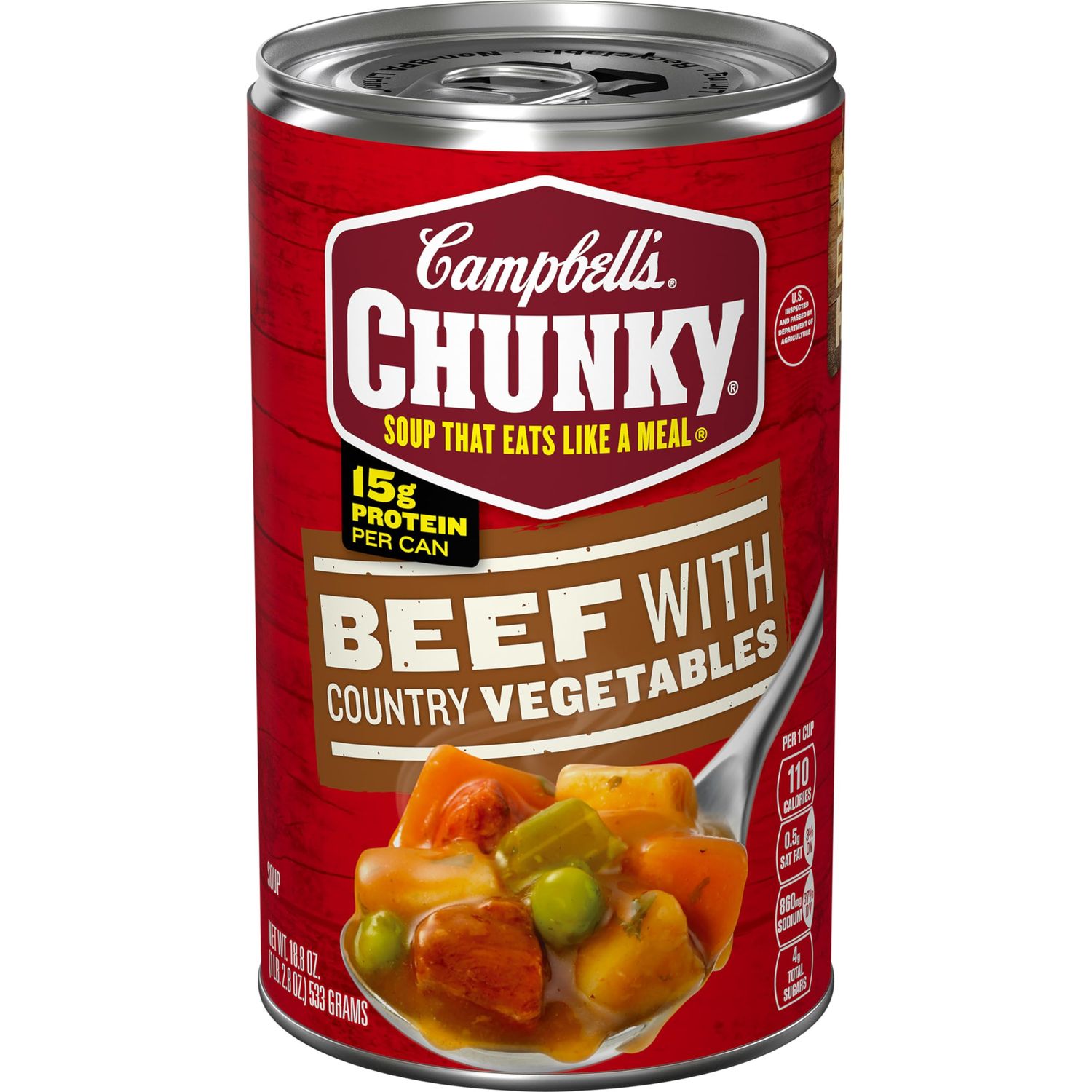Campbells Chunky Soup, Beef Soup with Country Vegetables, 18.8 Oz Can