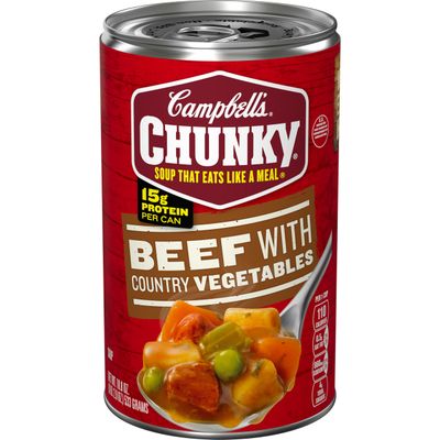 Campbells Chunky Soup, Beef Soup with Country Vegetables, 18.8 Oz Can