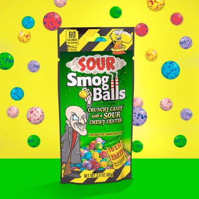 TOXIC WASTE Smog Balls Candy Gusseted Bags, 3 oz (Pack of 12)