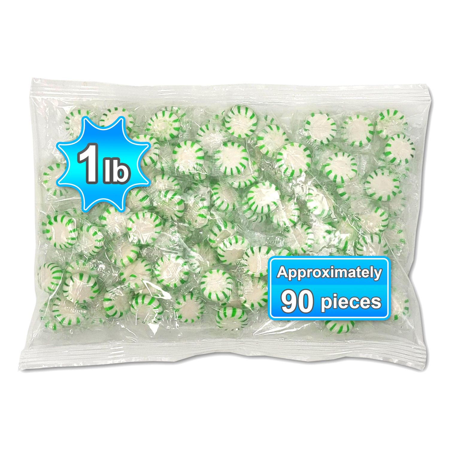 Starlight Spearmint Candy (1 Pound Bag) Individually Wrapped Candies. (1 lb) Made with real Mint Oil and Natural Spearmint.