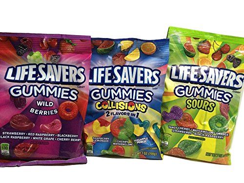 LifeSavers Gummies, Collisions, Wild Berries and Sours 7oz, 3 Bags