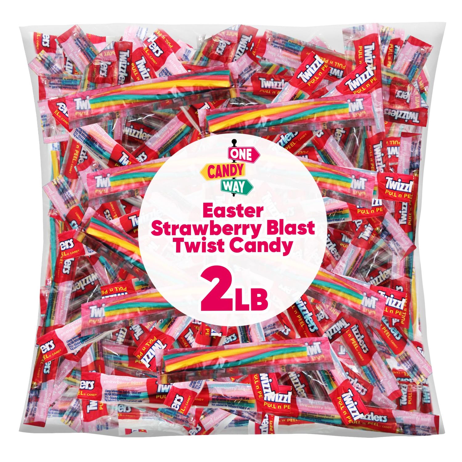 TwizzlerStrawberry Blast Licorice, Easter Candy Individually Wrapped, Ideal Easter Eggs Fillers for Holiday Gatherings, Candy Bowls, Party Favors, Classroom Rewards, Family Celebrations (2 Lb)