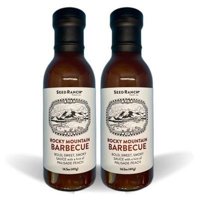 Seed Ranch Rocky Mountain Barbecue Sauce, 14.5 Oz. 2 Pack - Sweet &amp; Smoky Flavor with Palisade Peach - Vegan, Non-GMO, Gluten-Free - Summer Peach BBQ Sauce for Kitchen &amp; Grilling