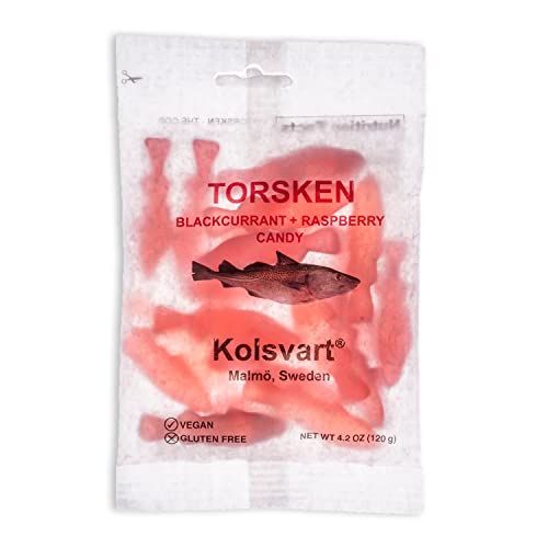 Kolsvart, Candy Fish Blackcurrant Raspberry Vegan Gluten Free Torsken 4.2 oz (1)