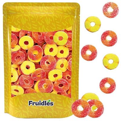 Strawberry Banana Gummi Rings Candy, Assorted Fruit Flavors Gummies, Allergy Friendly, Non-GMO, No Artificial Sweeteners Gummy (1 Pound Bag)
