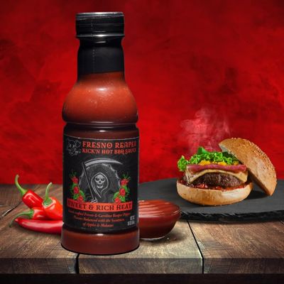Tony Piggs Hot BBQ Sauce Fresno Reaper Flavor (2 pack, 19oz ea)- Barbecue Sauce w Heat from Fresh Peppers - Ribs, Wings, &amp; Burgers at Summer Parties will NEVER taste Better - Fathers Day Gift for Dad