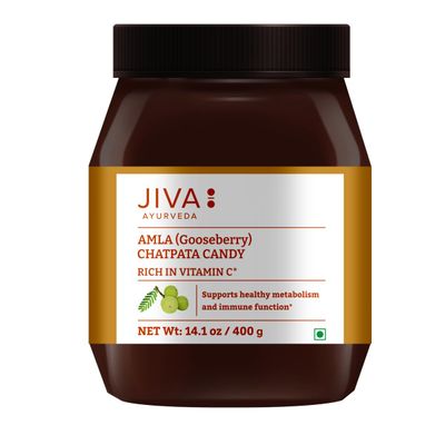 Jiva Ayurveda Chatpata Amla Candy Natural Dry Saled &amp; Spicy Gooseberry Candy For All Age Groups, Masala Amla Candy - 400g(Pack of 1)