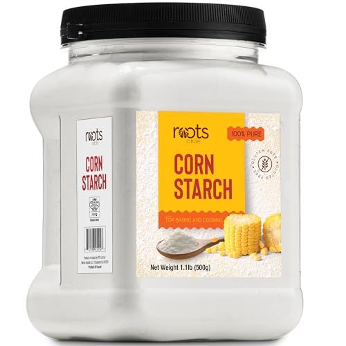 Roots Circle 100% Pure Corn Starch 17.63oz Airtight Container All Natural Thickener for Soups, Stews, Gravy, Baking Pies, Puddings &amp; Cakes Gluten-Free, Non-GMO, Vegan, Kosher, Food-Grade