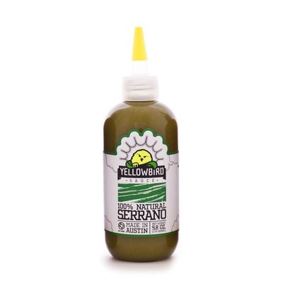 Serrano Hot Sauce by Yellowbird Plant-Based, Gluten Free, Non-GMO Homegrown in Austin 9.8 oz - 2 Pack