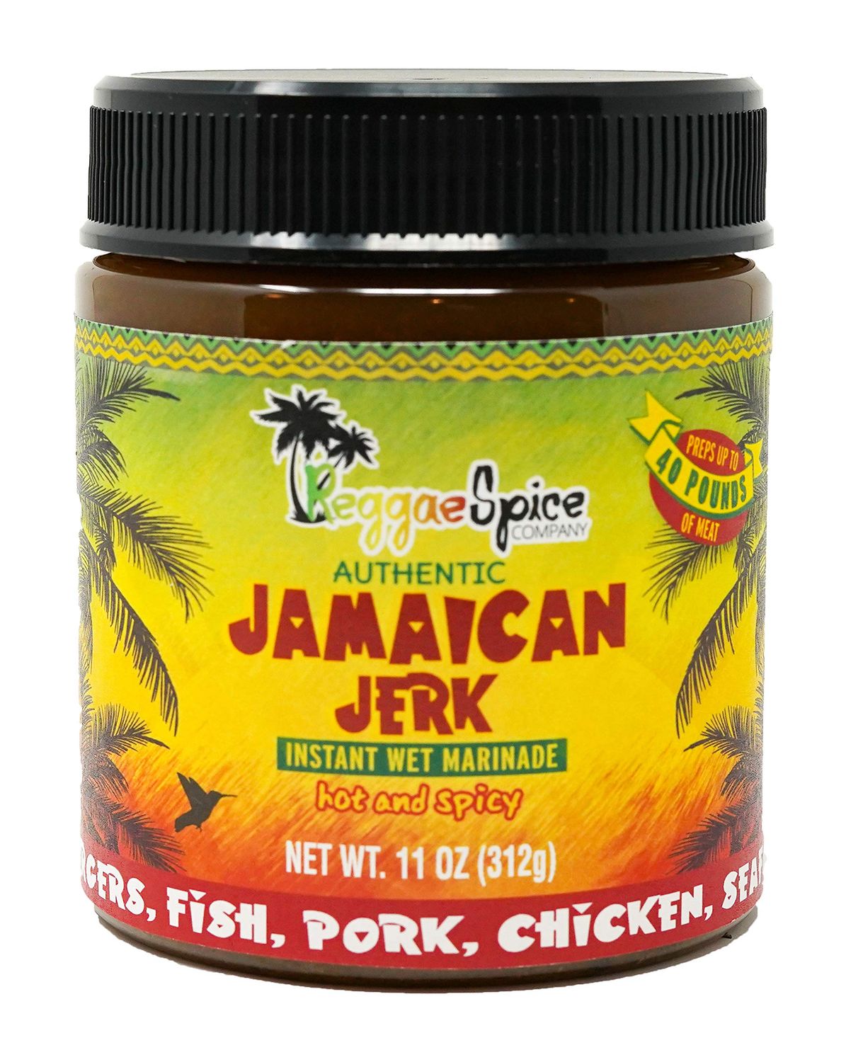 Reggae Spice Jamaican Jerk Marinade 60-Second Authentic Wet Rub Seasoning Sauce for Cooking Meats Gluten Free, Vegan, and Keto Friendly Sweet or Spicy Flavor Wet Paste (Hot &amp; Spicy)
