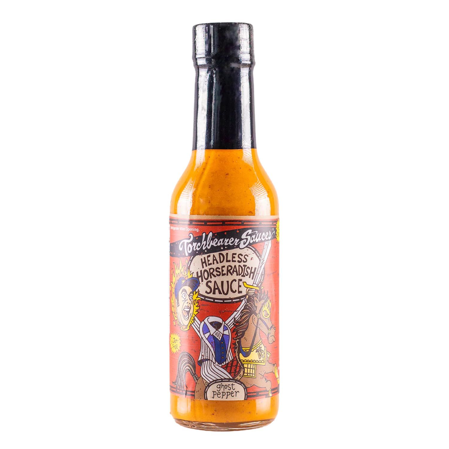 TorchBearer Sauces Headless Horseradish Hot Sauce, 5 Fl Oz, Heat level: 7 - Ghost Pepper - All Natural, Extract-Free, Made in USA