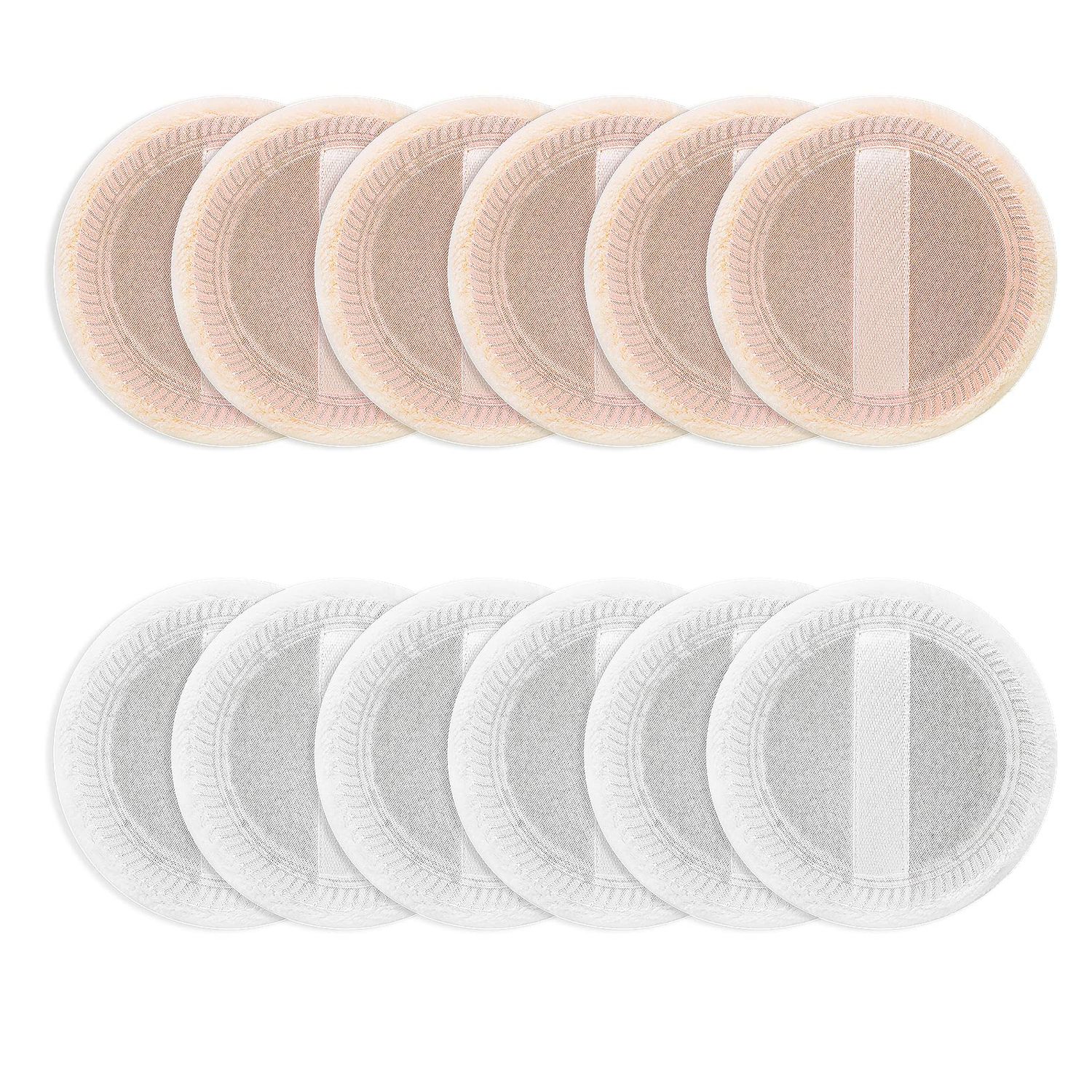 Sibba Beauty Blender Makeup Sponge 12 PCS Fluffy Make Up Foundation Applicator Face Blending Setting Pads Cosmetics Matte Loose Powder Body Paint Wet Dry Application Brushes (white/skin color)